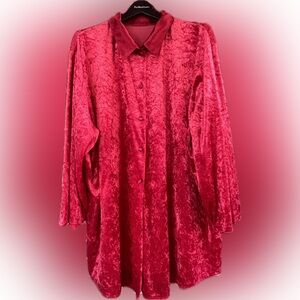 Elegant crushed Red Velvet Shirt